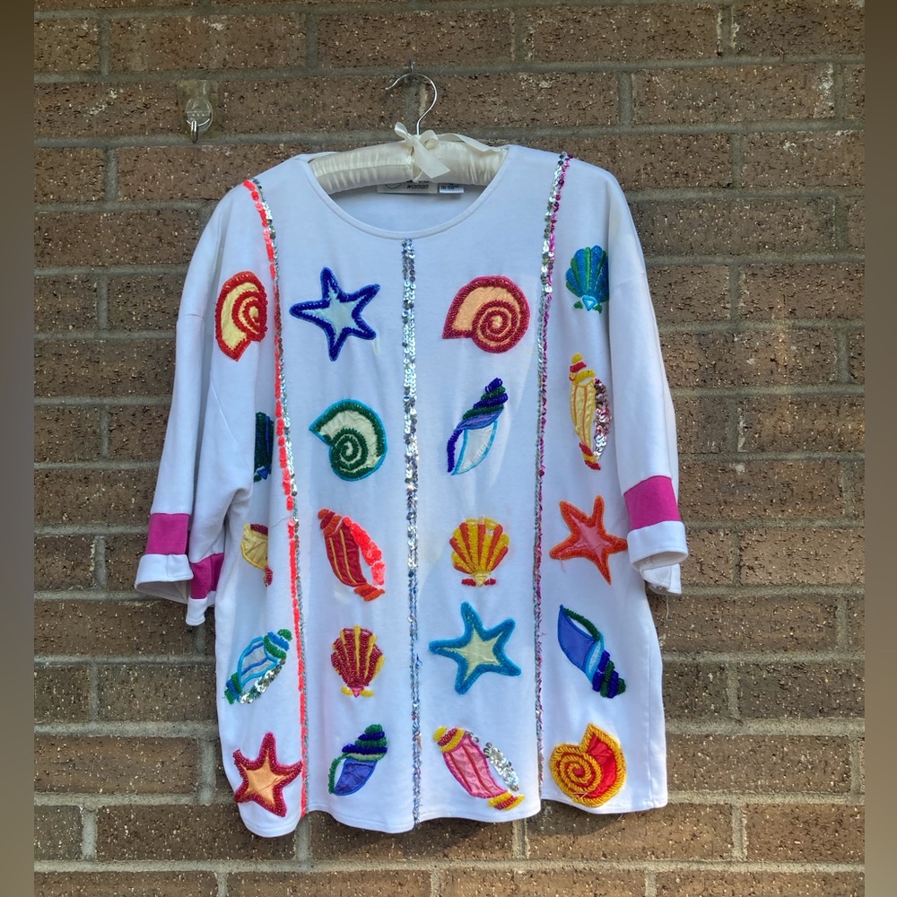 Novelty Embellished Colorful T-Shirt, AS IS, 1X